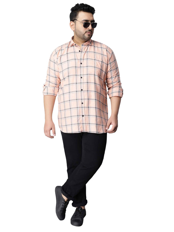 Peach Checkered Plus Size Shirt