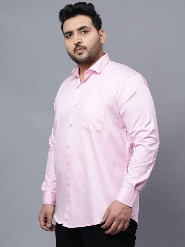 Pink Solid Cotton Plus Size Shirt