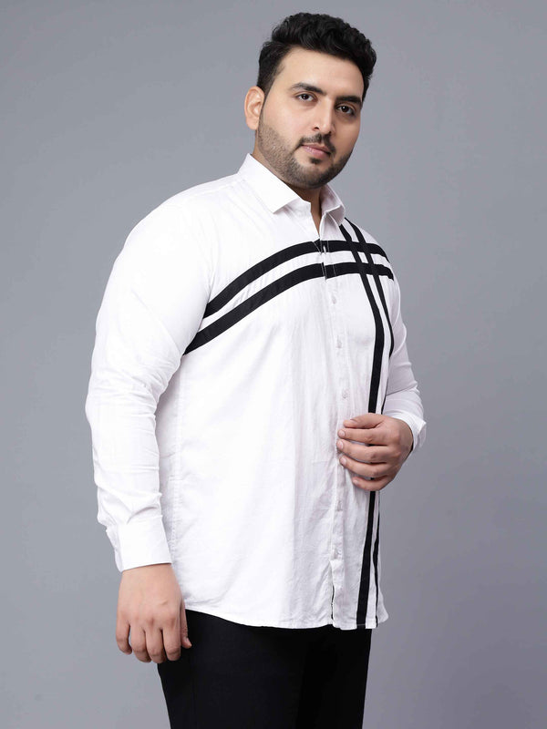 White Black Cut n Sew Plus Size Shirt