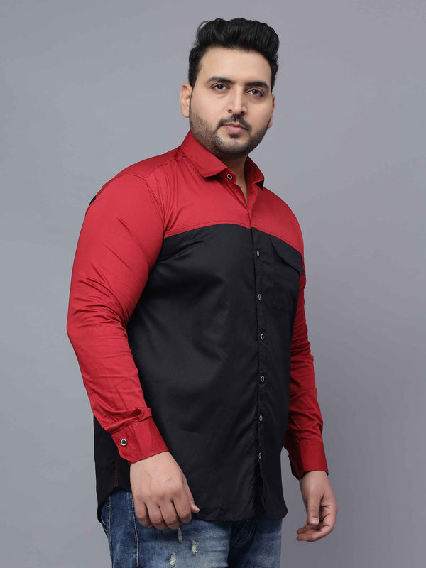 Red Black Two Color Plus Size Shirt