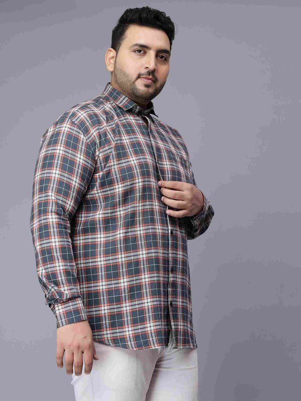 Ink Blue Checkered Plus Size Shirt