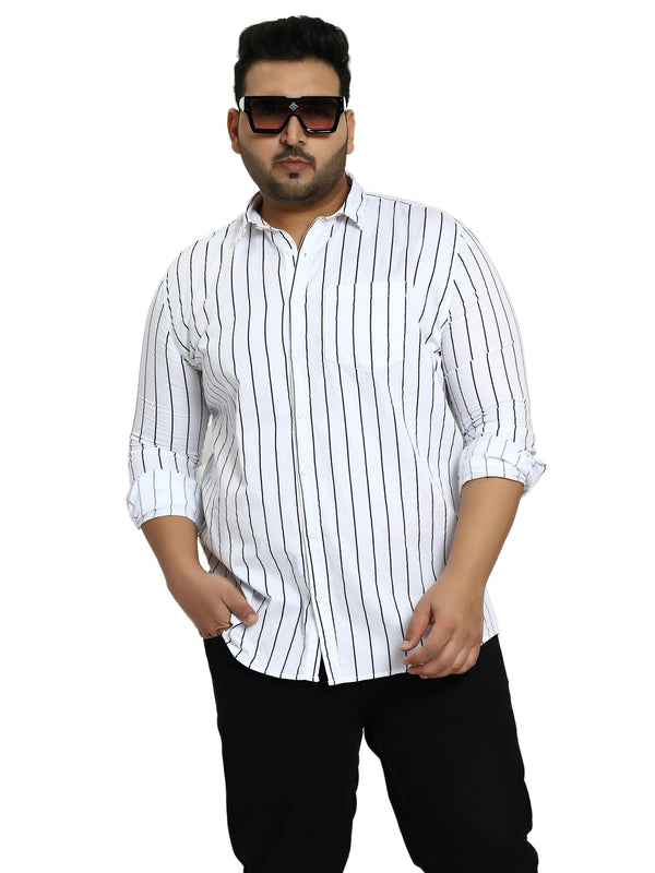 White Single Striped Satin Cotton Shirt