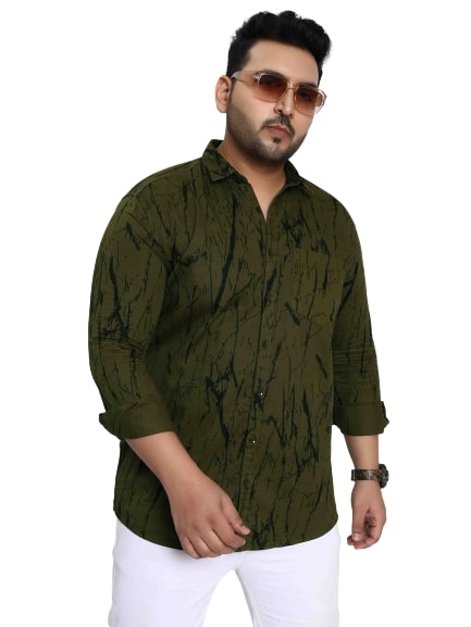 Olive Green Satin Cotton Shirt