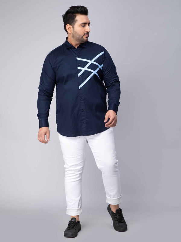 Navy Blue Cut n Sew Pattern Plus Size Shirt