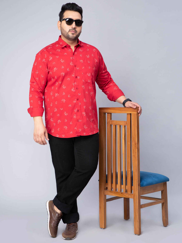 Red Printed Plus Size Shirt