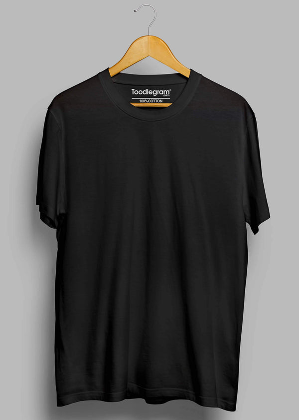 Midnight Black | Solid Crew Neck Men's T-Shirt - Toodlegram Pvt.Ltd.