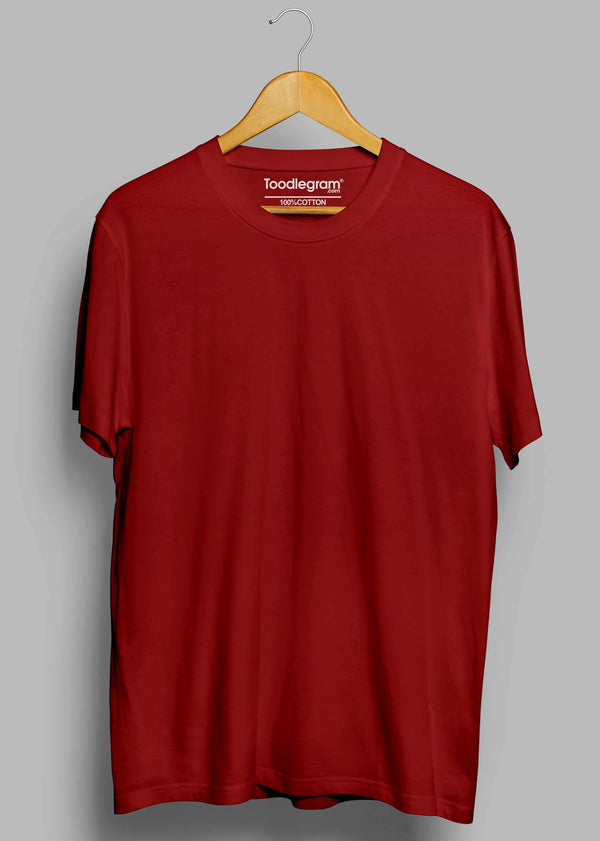 Ruby Red | Solid Crew Neck Men's T-Shirt - Toodlegram Pvt.Ltd.