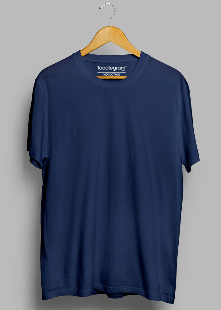 Navy Blue | Solid Crew Neck Men's T-Shirt - Toodlegram Pvt.Ltd.